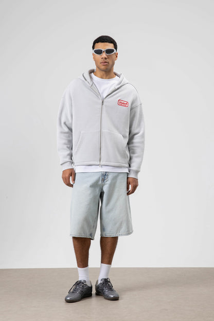 Oversize Fermuarlı Kapüşonlu Sweatshirt