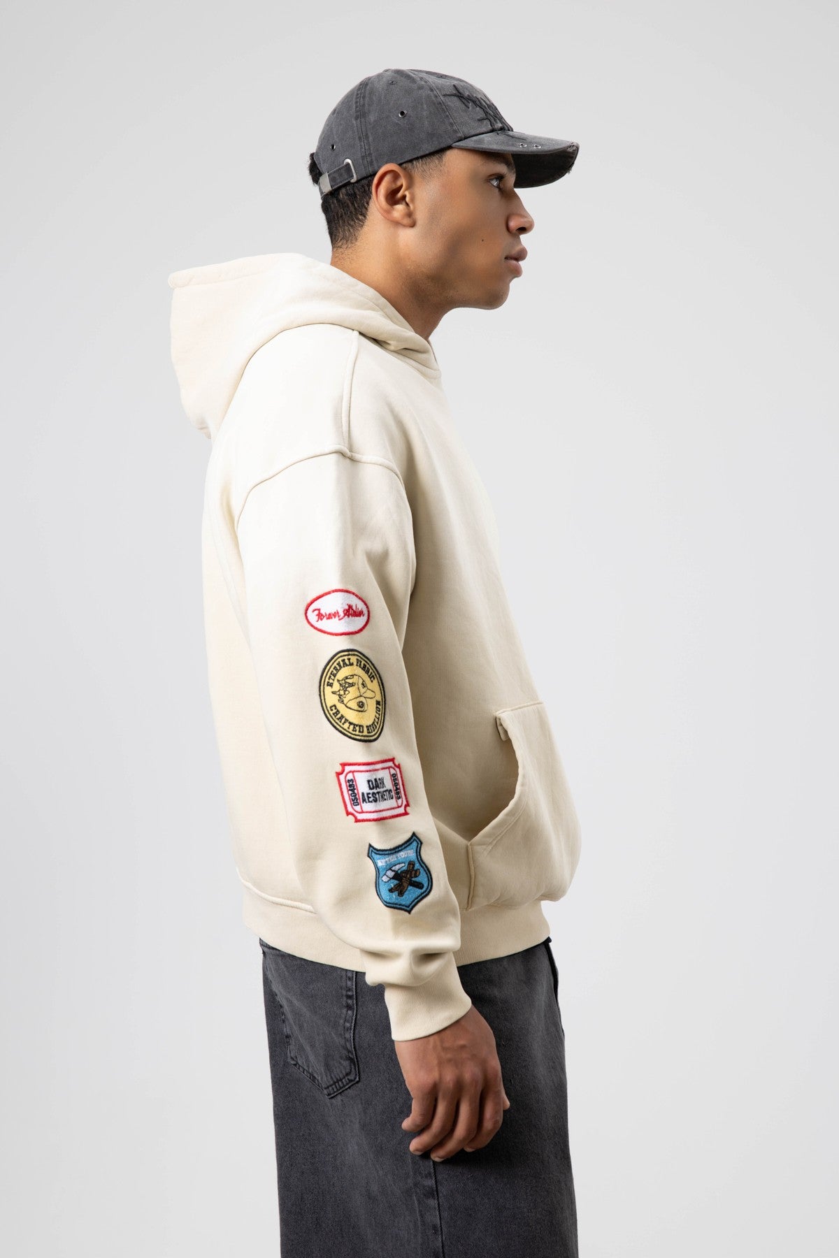 Oversize Baskılı Kapüşonlu Sweatshirt