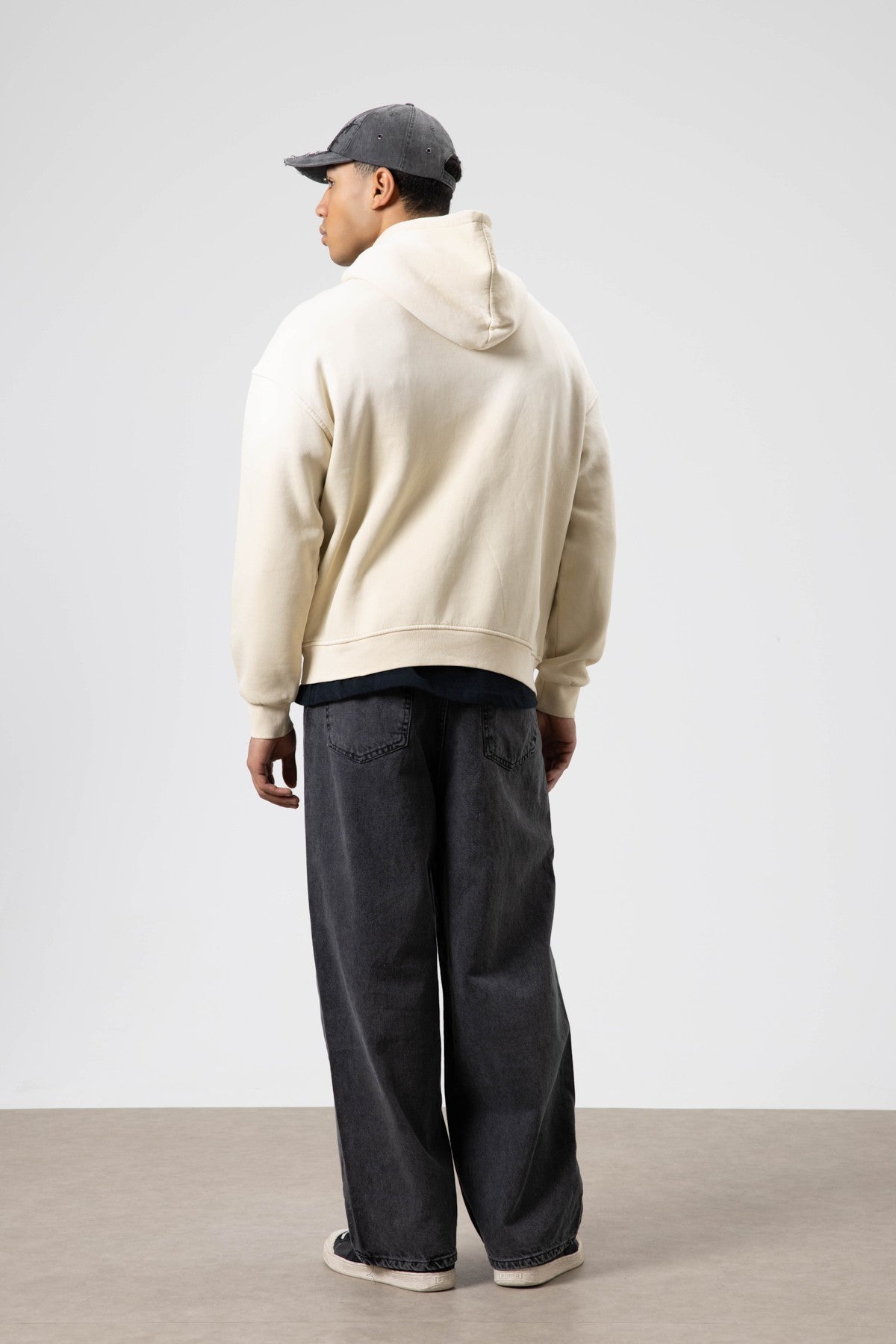 Oversize Baskılı Kapüşonlu Sweatshirt