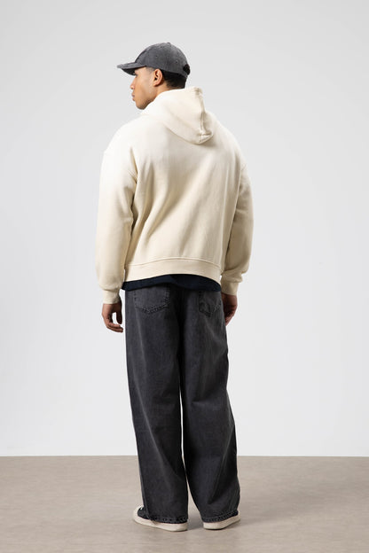 Oversize Baskılı Kapüşonlu Sweatshirt