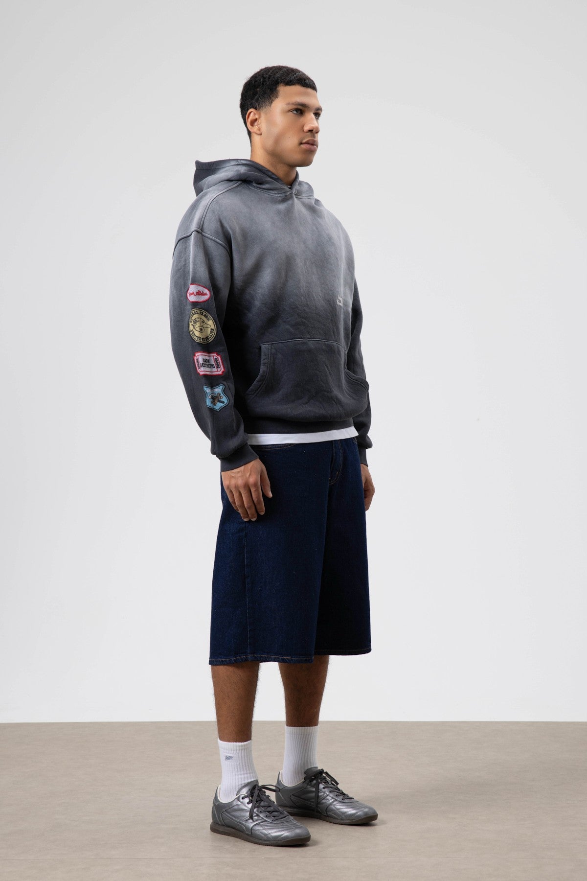 Oversize Baskılı Kapüşonlu Sweatshirt V70-112