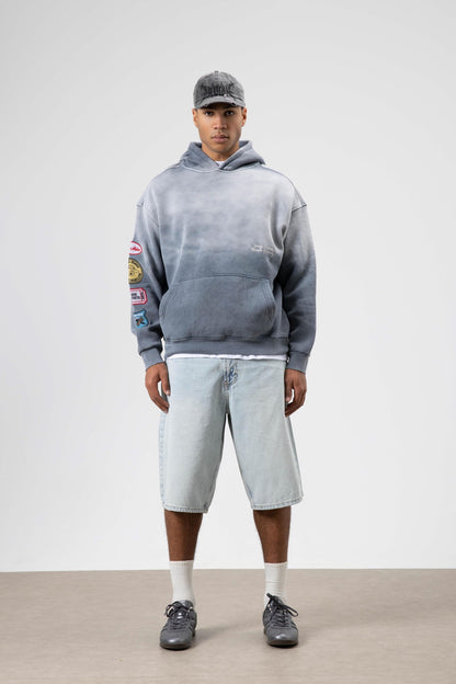 Oversize Baskılı Kapüşonlu Sweatshirt V70-112