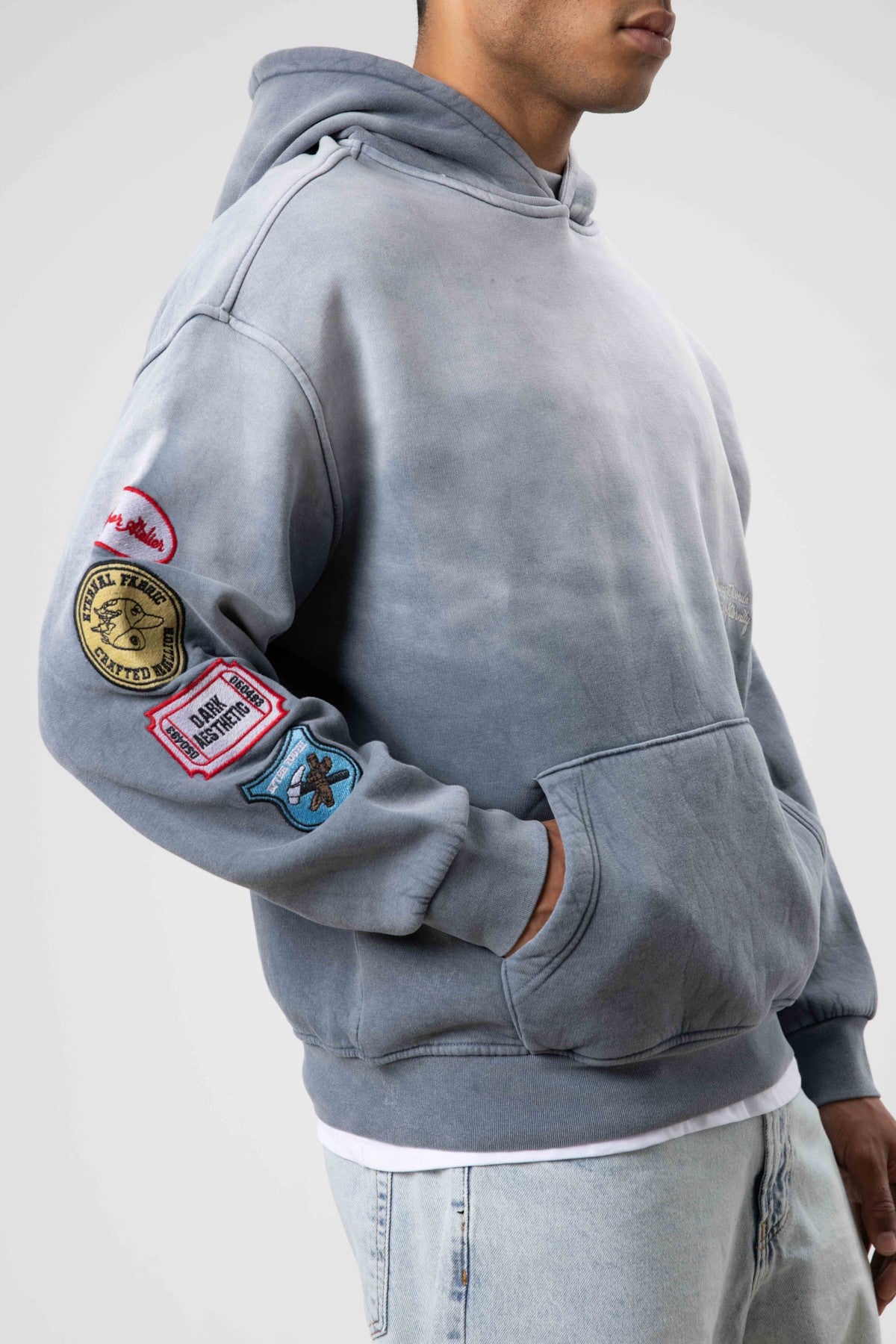 Oversize Baskılı Kapüşonlu Sweatshirt V70-112