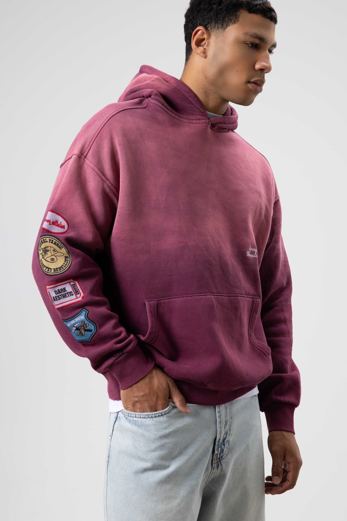 Oversize Baskılı Kapüşonlu Sweatshirt V70-112