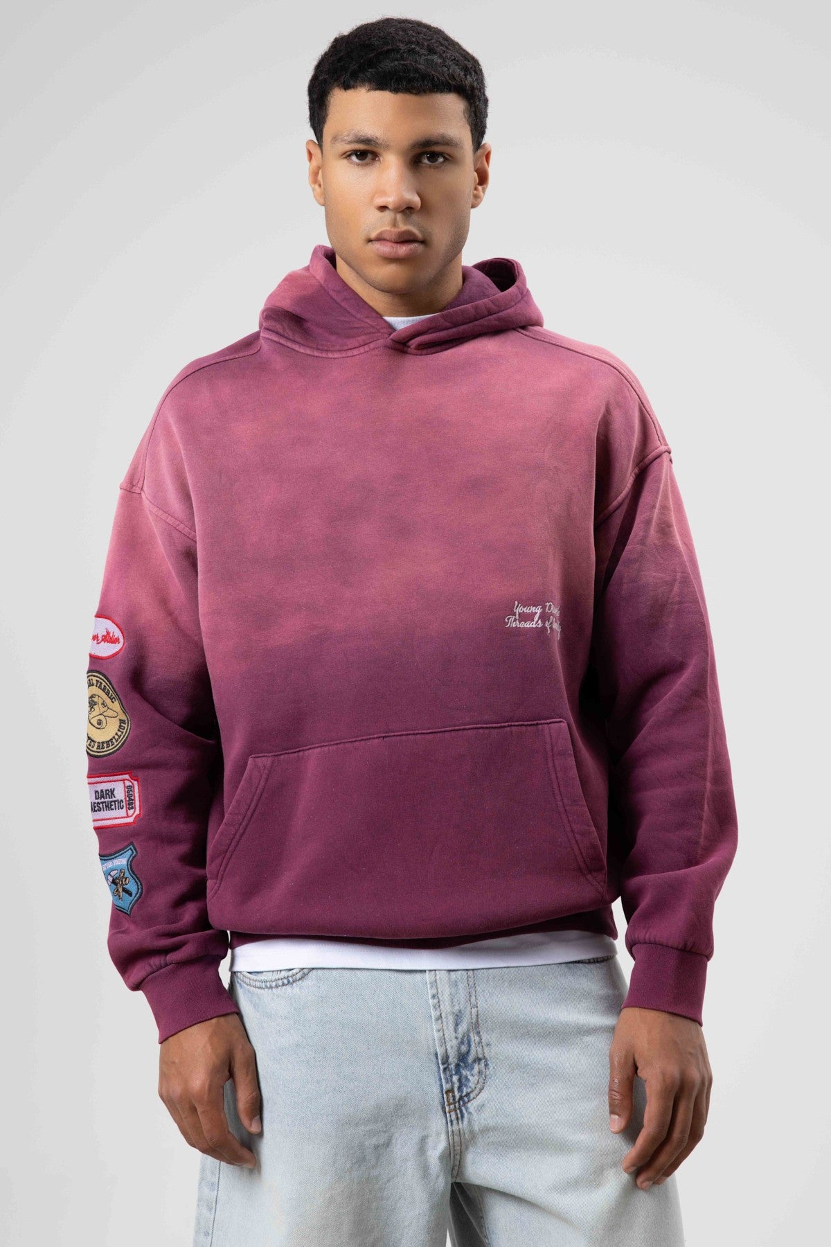 Oversize Baskılı Kapüşonlu Sweatshirt V70-112