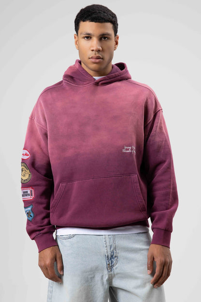 Oversize Baskılı Kapüşonlu Sweatshirt V70-112
