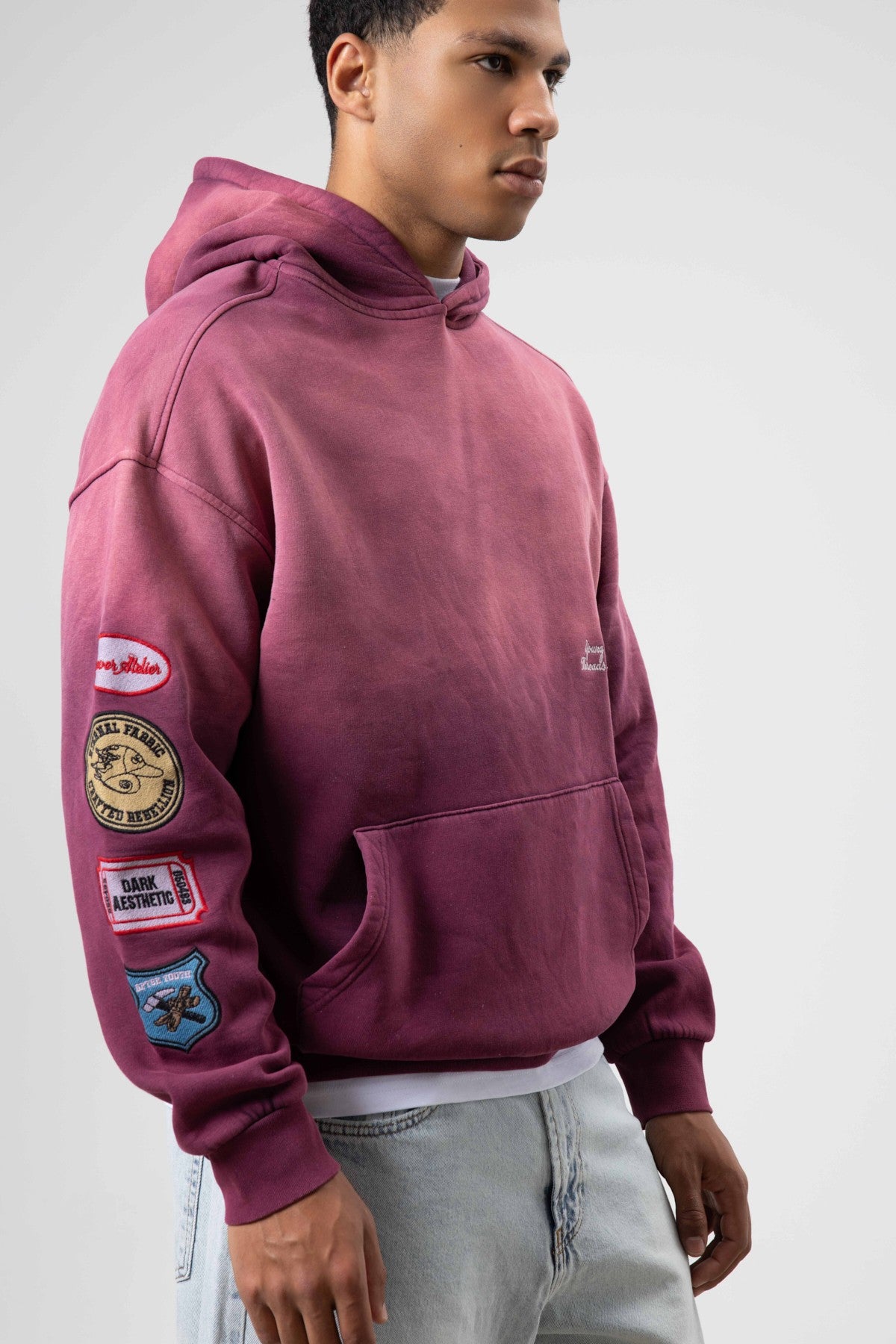 Oversize Baskılı Kapüşonlu Sweatshirt V70-112