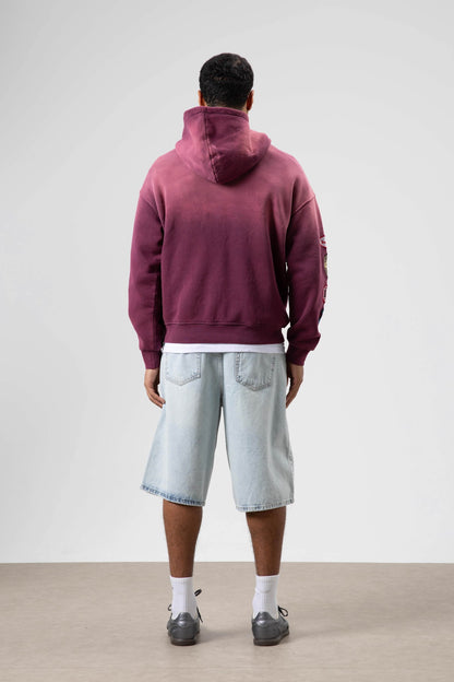 Oversize Baskılı Kapüşonlu Sweatshirt V70-112