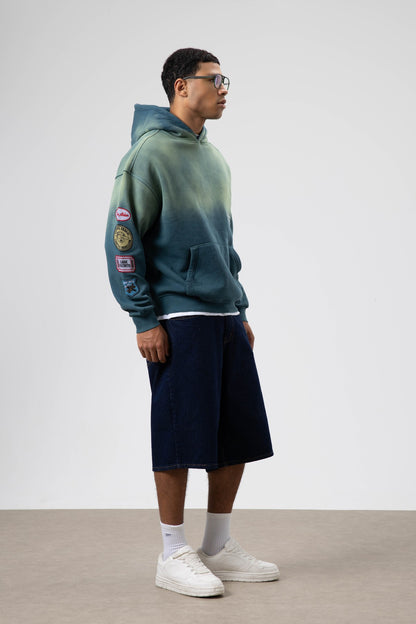 Oversize Baskılı Kapüşonlu Sweatshirt V70-112