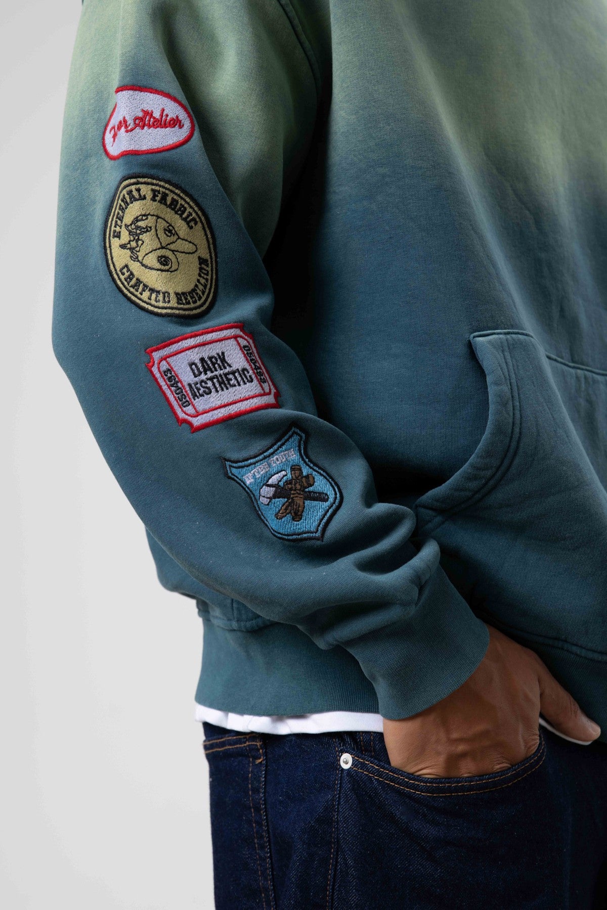 Oversize Baskılı Kapüşonlu Sweatshirt V70-112