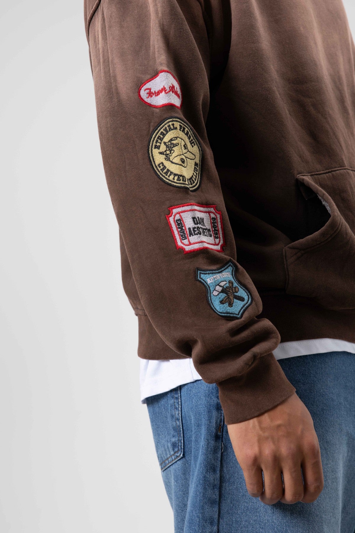 Oversize Baskılı Kapüşonlu Sweatshirt V70-112