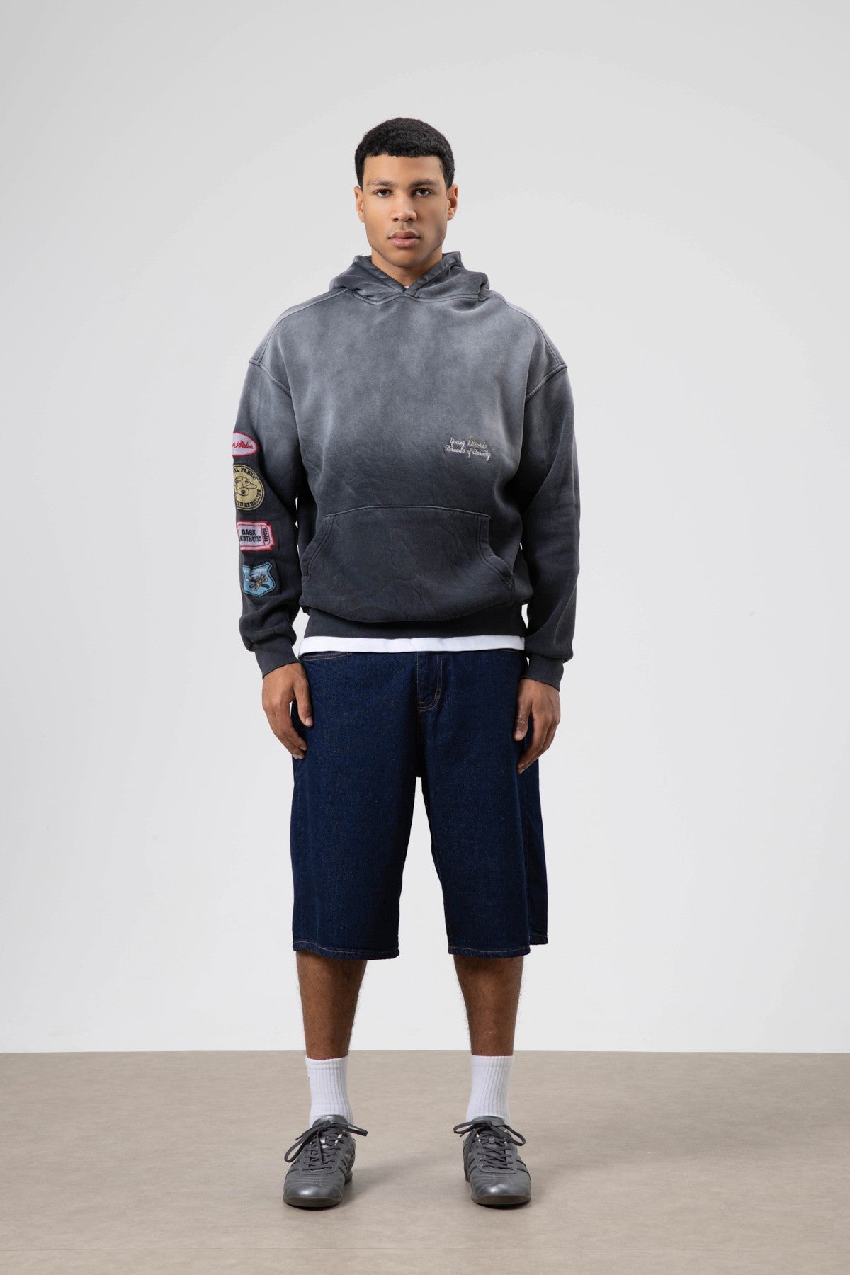 Oversize Baskılı Kapüşonlu Sweatshirt V70-112