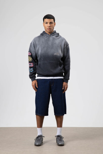 Oversize Baskılı Kapüşonlu Sweatshirt V70-112