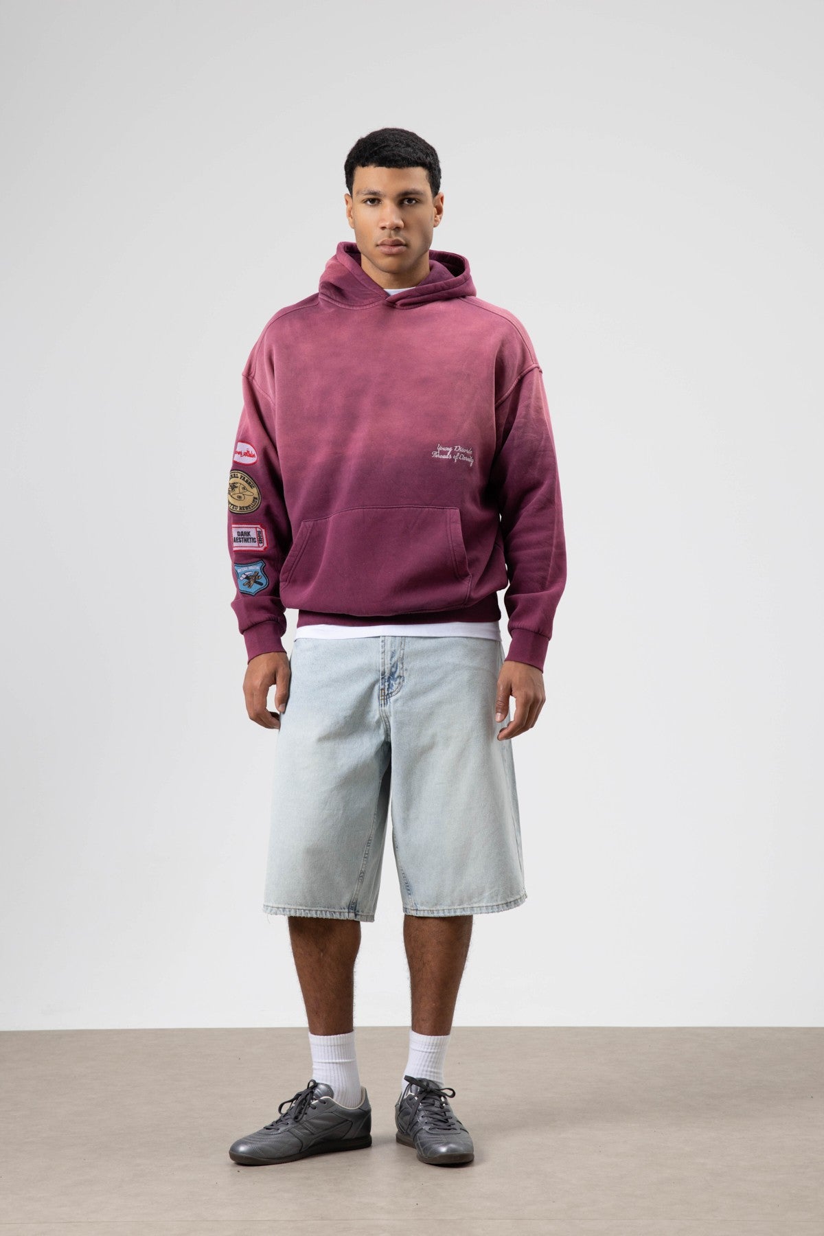 Oversize Baskılı Kapüşonlu Sweatshirt V70-112