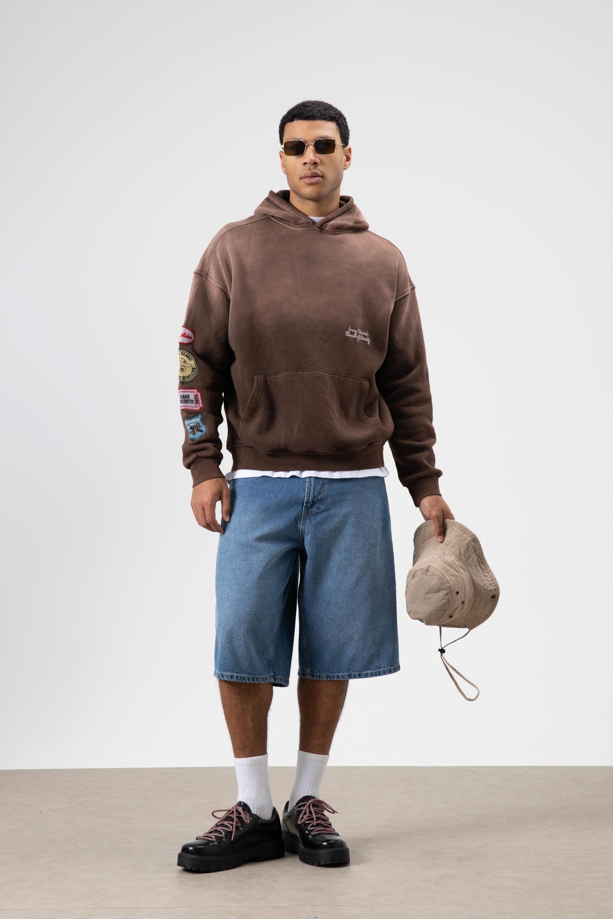 Oversize Baskılı Kapüşonlu Sweatshirt V70-112