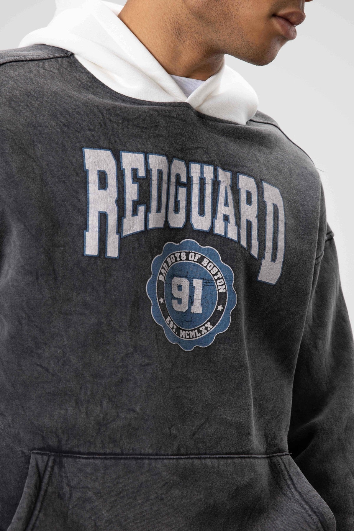 Oversize Baskılı Kapüşonlu Sweatshirt V70-114