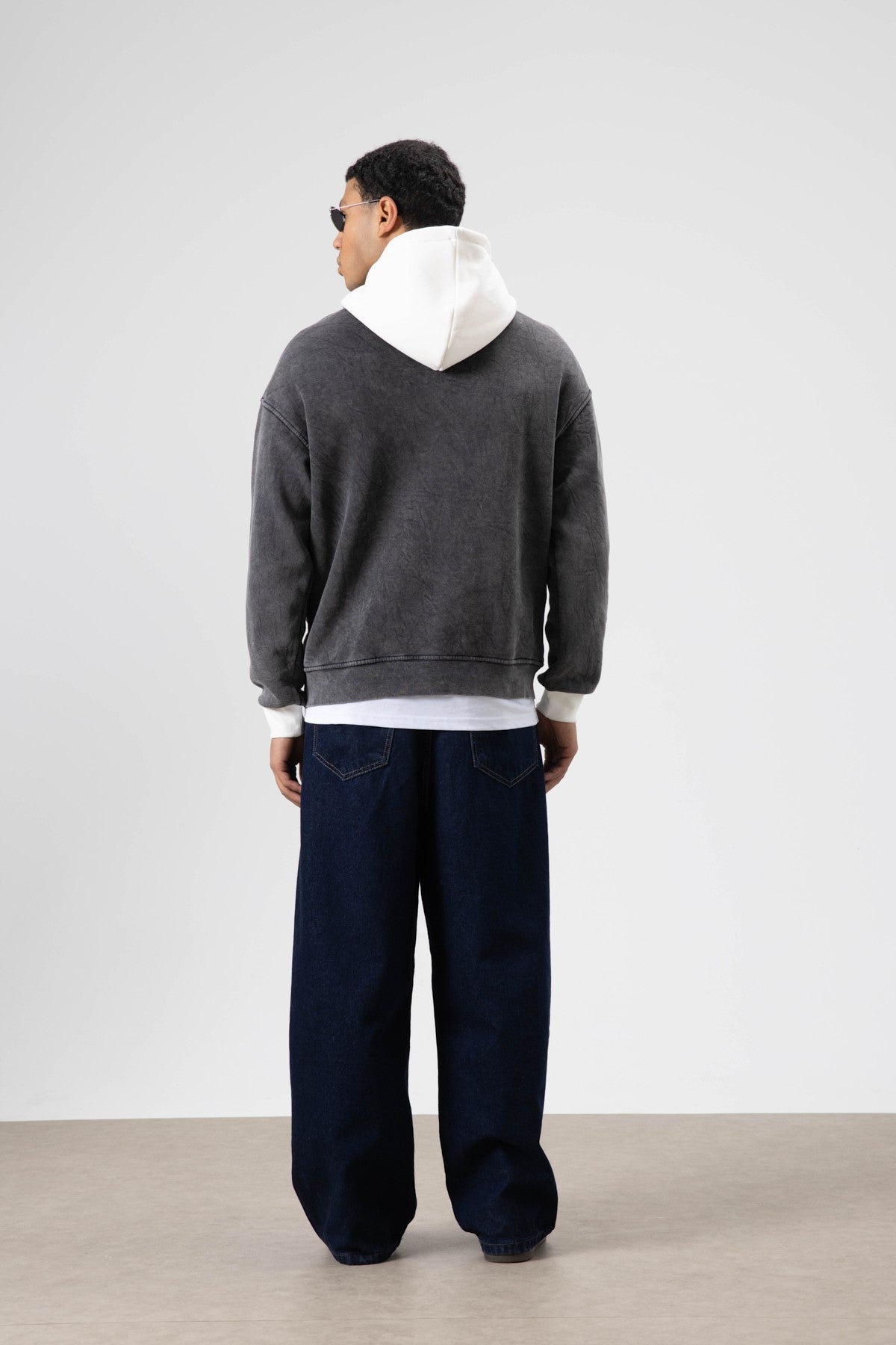 Oversize Baskılı Kapüşonlu Sweatshirt V70-114