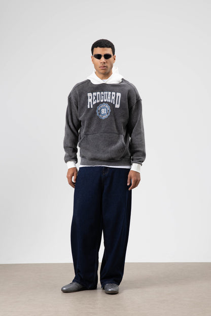Oversize Baskılı Kapüşonlu Sweatshirt V70-114