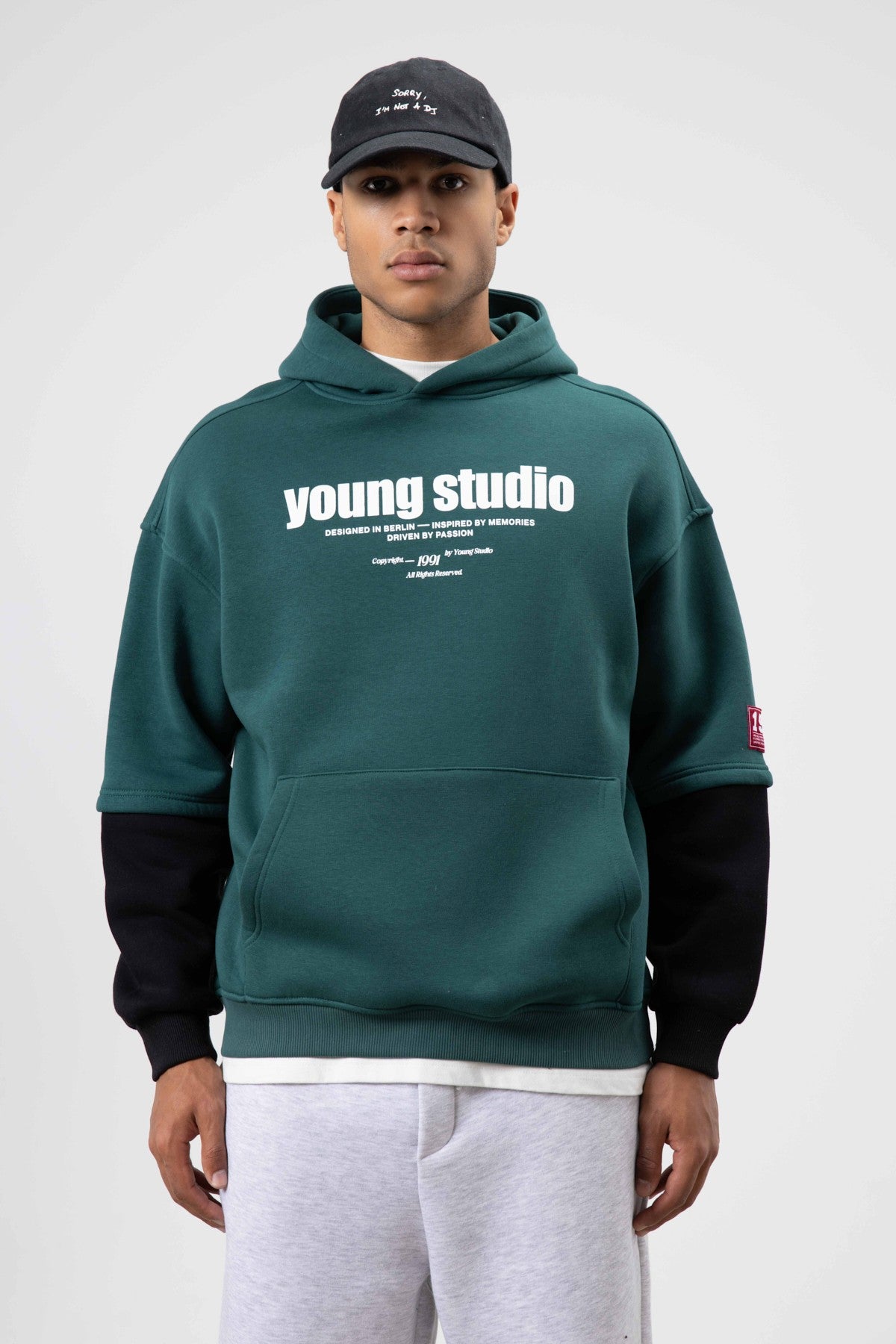 Oversize Baskılı Kapüşonlu Sweatshirt Neft