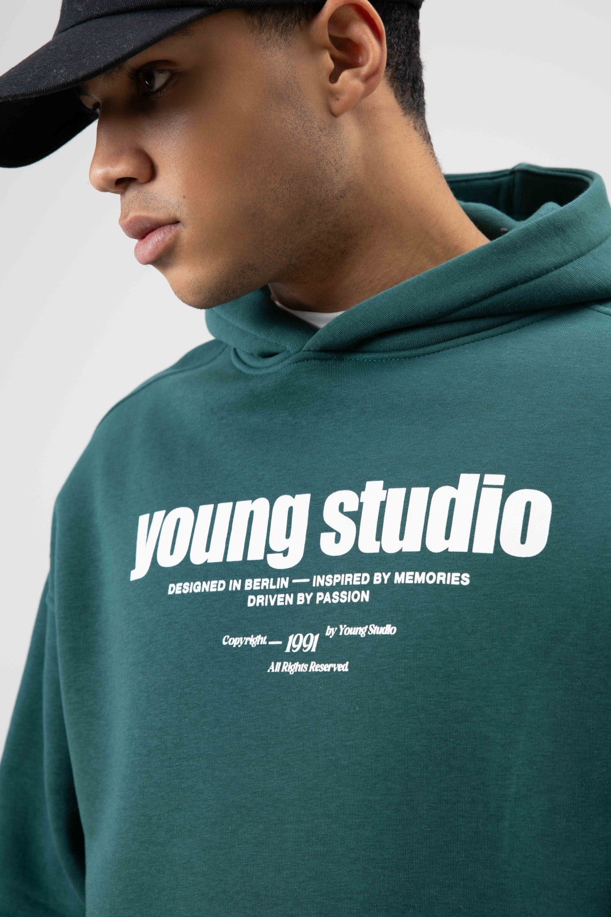 Oversize Baskılı Kapüşonlu Sweatshirt Neft