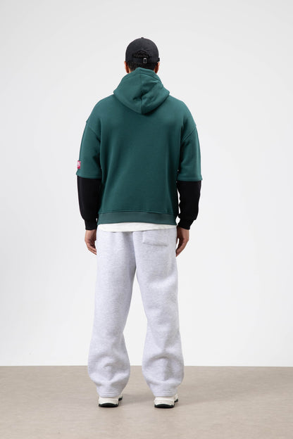 Oversize Baskılı Kapüşonlu Sweatshirt Neft