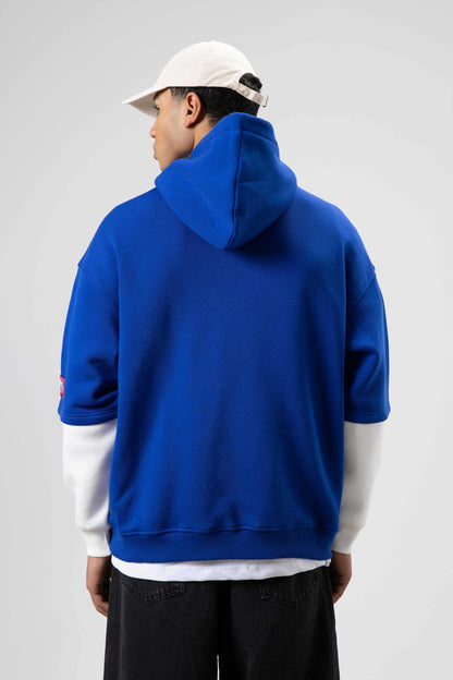 Oversize Baskılı Kapüşonlu Sweatshirt Saks