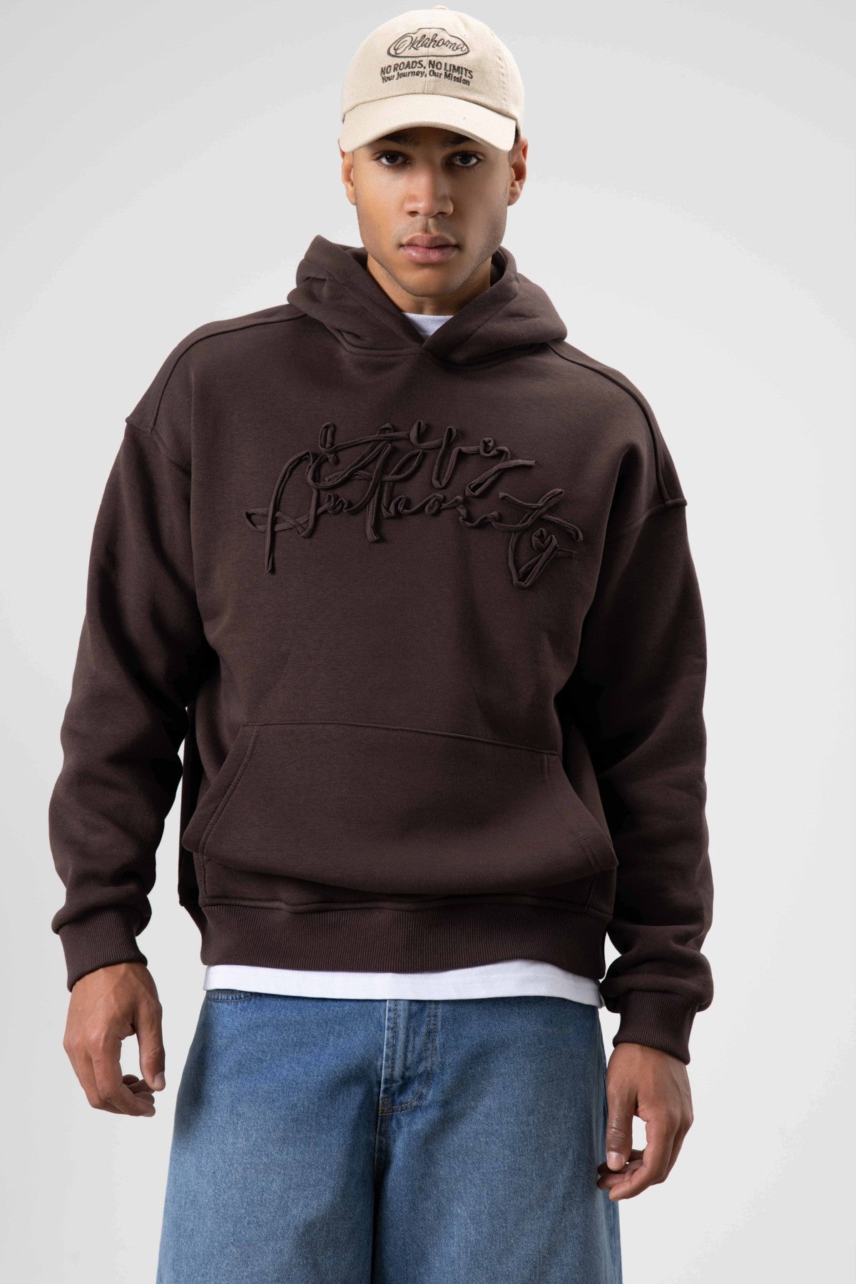 Oversize Baskılı Kapüşonlu Sweatshirt V70-117