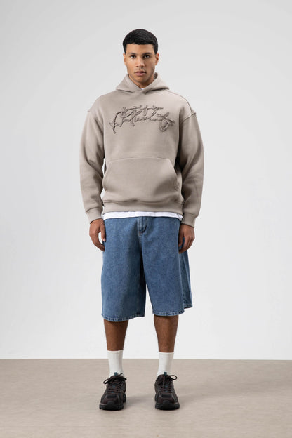 Oversize Baskılı Kapüşonlu Sweatshirt