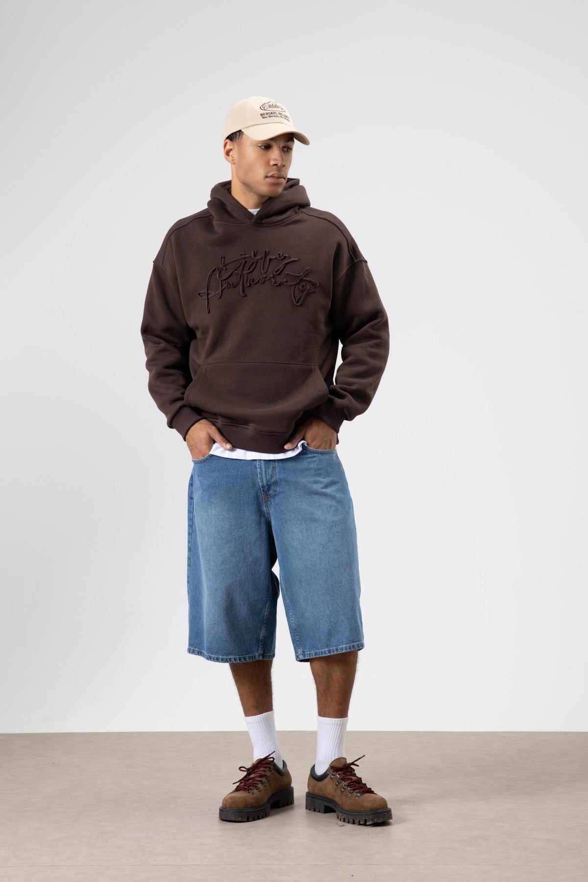 Oversize Baskılı Kapüşonlu Sweatshirt V70-117