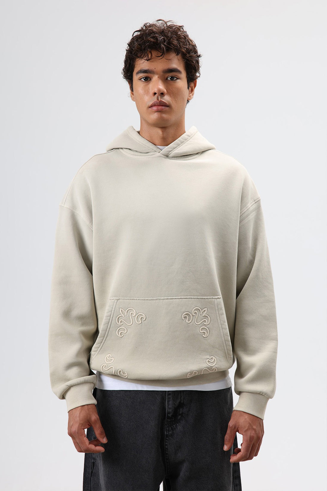Polo Yaka Oversize Baskılı Yıkamalı Sweatshirt