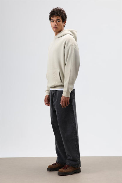 Oversize Nakış Detaylı Hoodie
