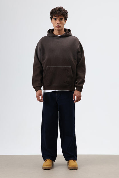 Oversize Nakış Detaylı Hoodie