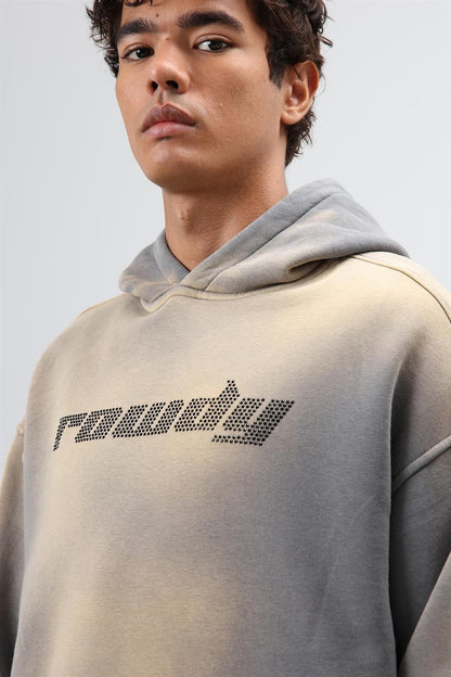 Oversize Baskılı Yıkamalı Hoodie
