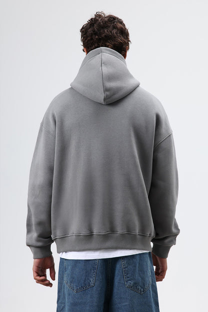 Oversize Baskılı Kapüşonlu Sweatshirt