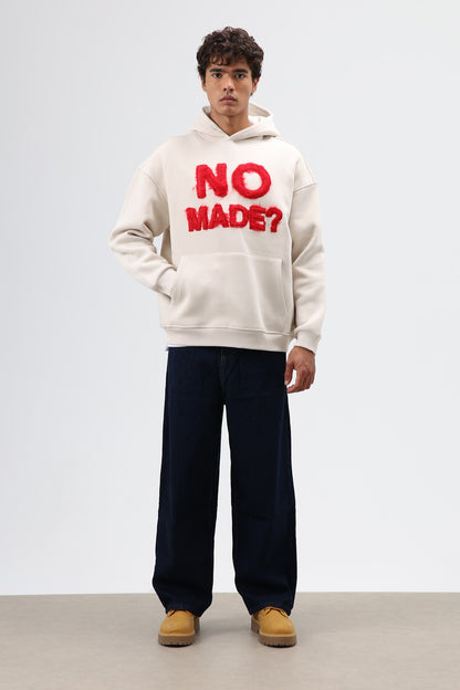 Oversize Baskılı Kapüşonlu Sweatshirt