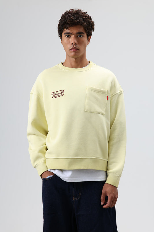 Oversize Bisiklet Yaka Cepli Sweatshirt