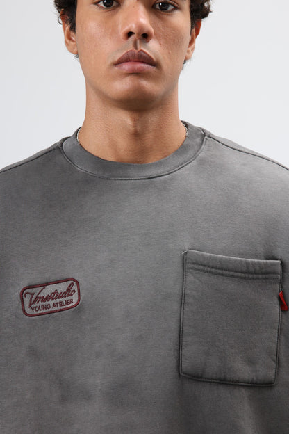 Oversize Bisiklet Yaka Cepli Sweatshirt