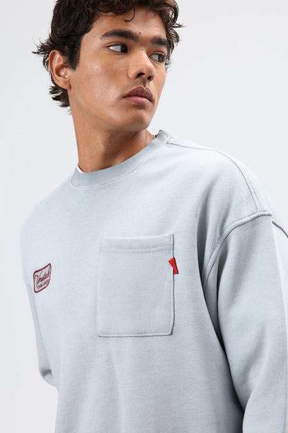 Oversize Bisiklet Yaka Cepli Sweatshirt