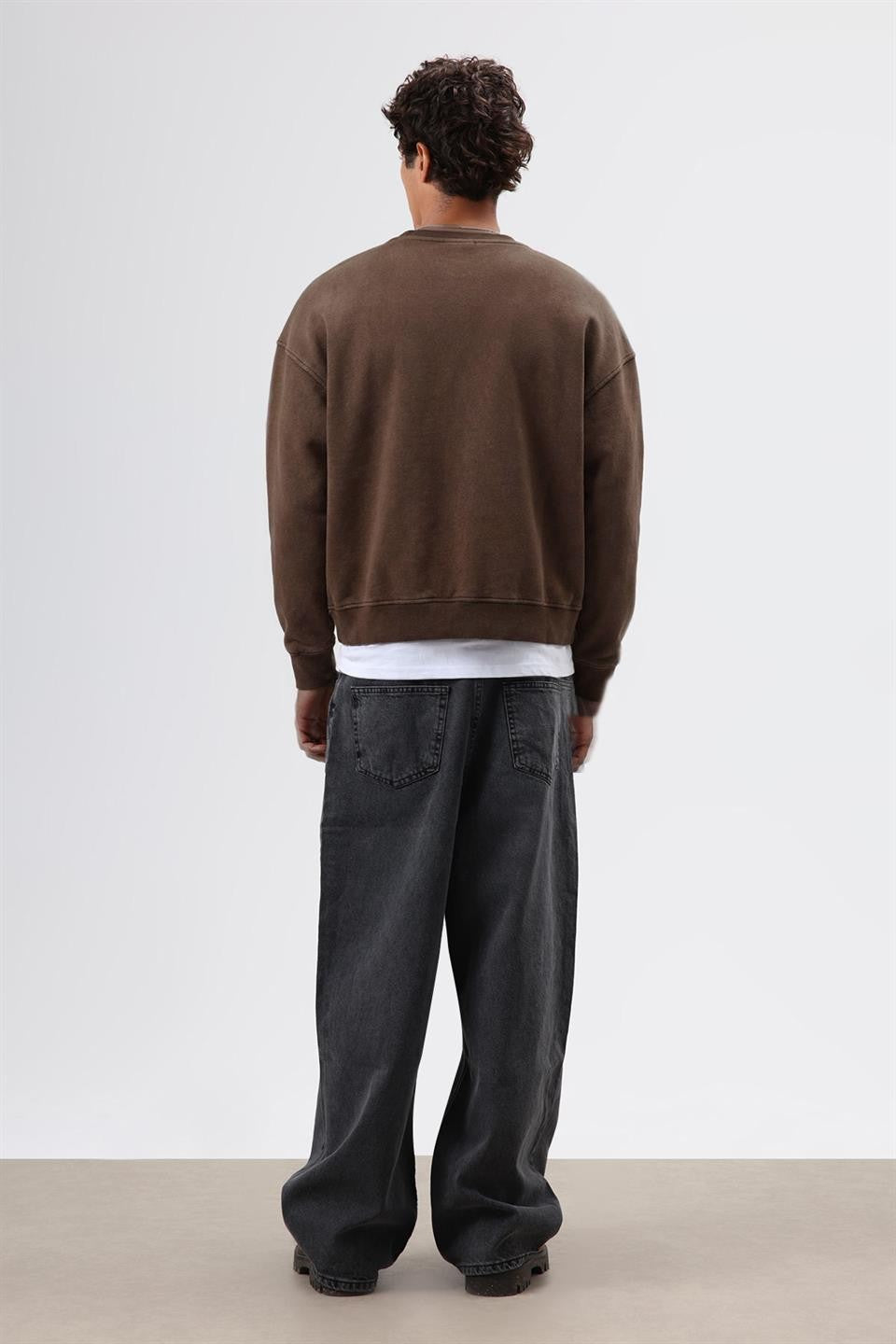Oversize Bisiklet Yaka Cepli Sweatshirt