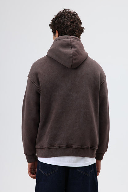 Oversize Baskılı Kapüşonlu Hoodie