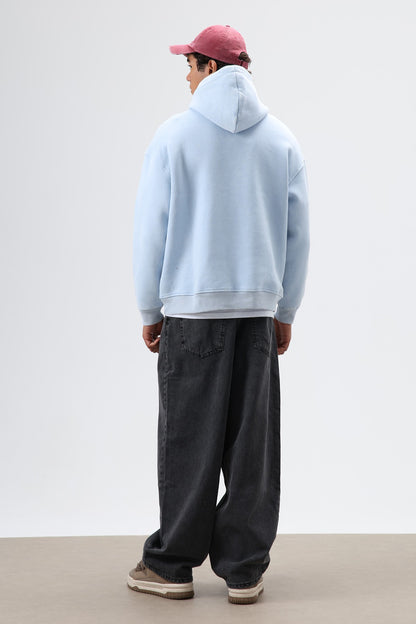 Oversize Baskılı Kapüşonlu Hoodie