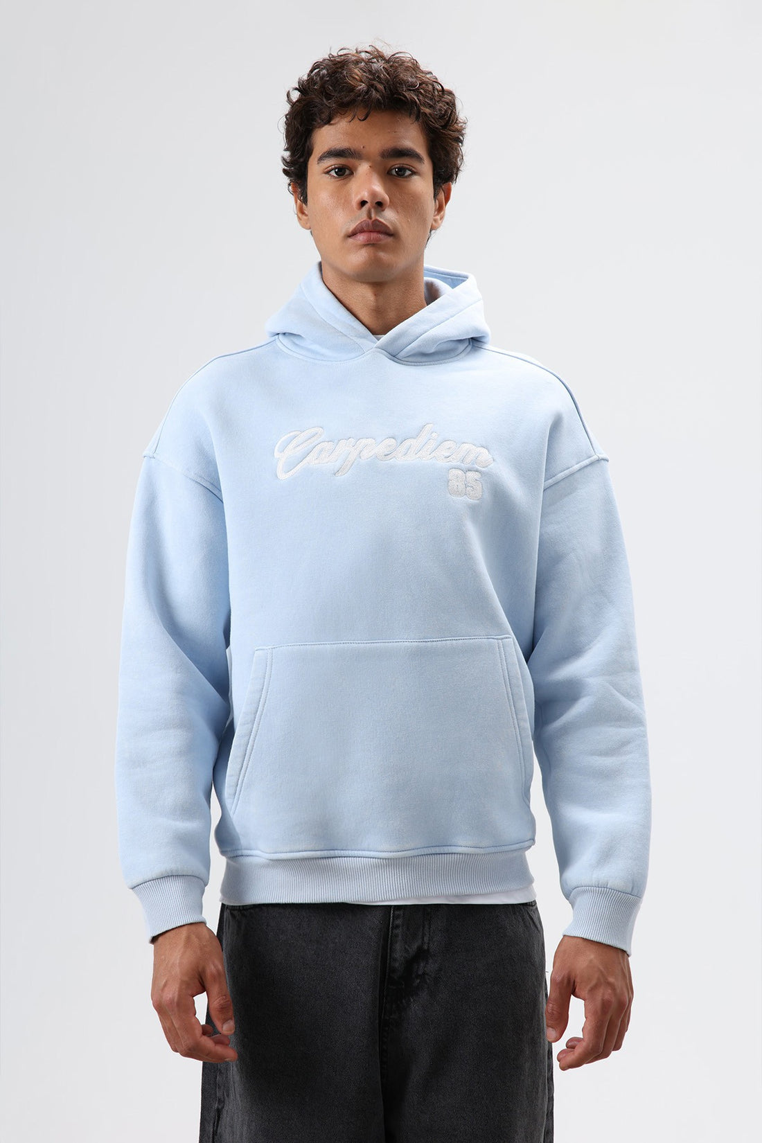 Oversize Baskılı Kapüşonlu Hoodie