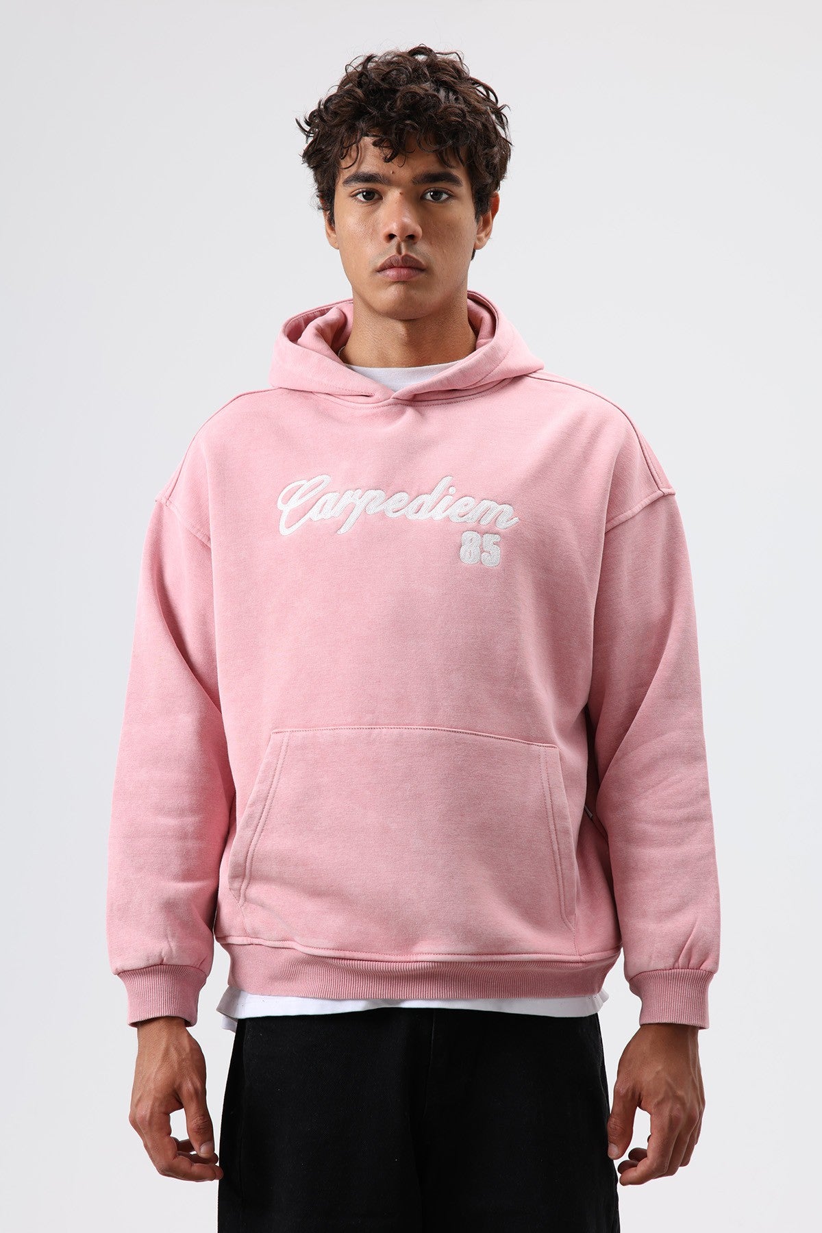 Oversize Baskılı Kapüşonlu Hoodie