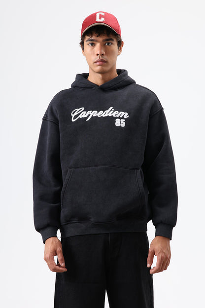 Oversize Baskılı Kapüşonlu Hoodie