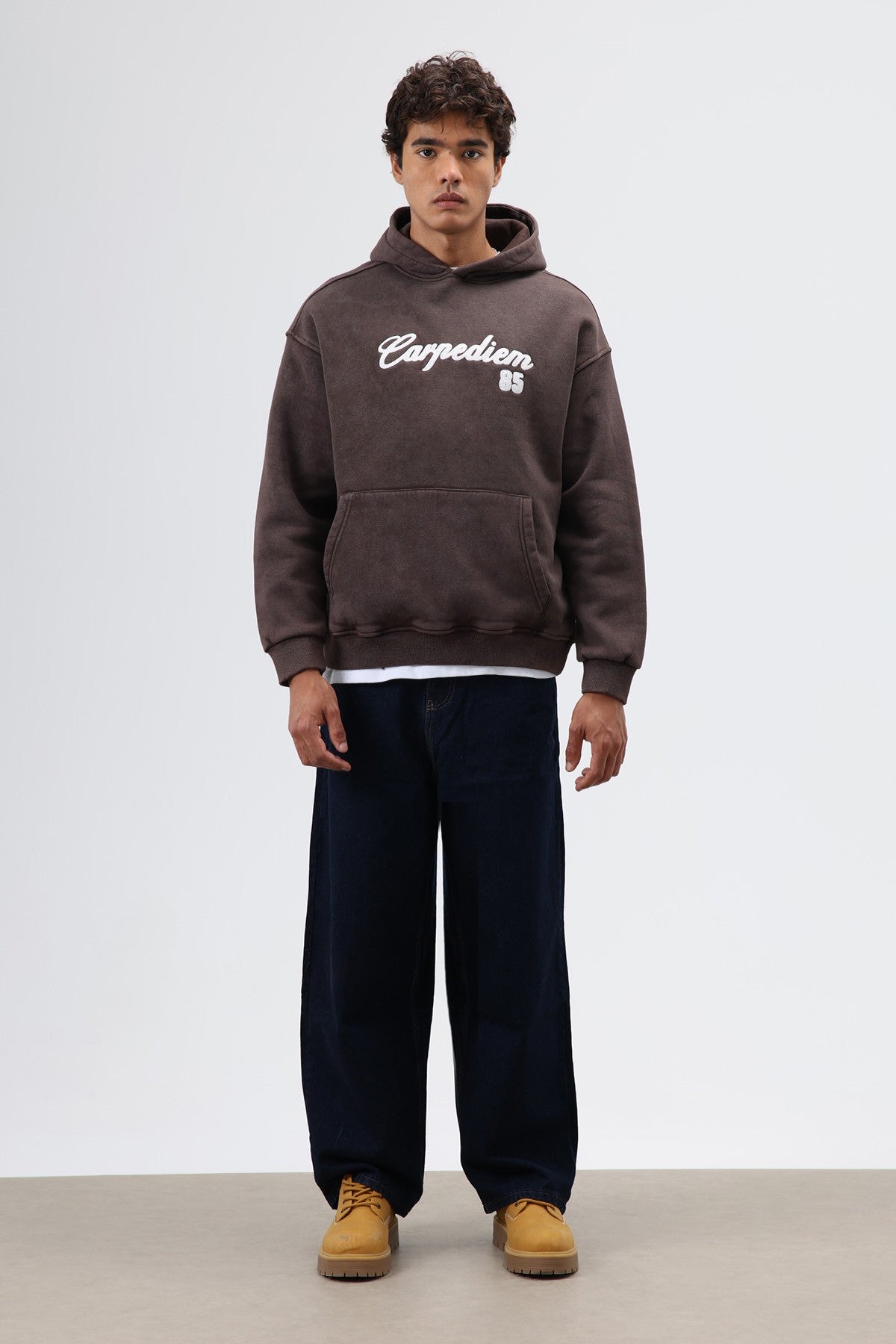 Oversize Baskılı Kapüşonlu Hoodie