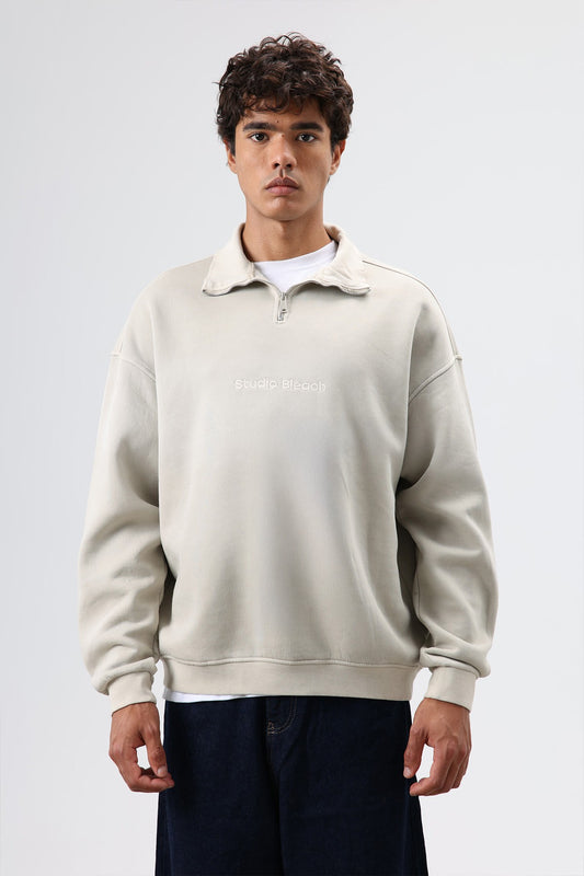 Yaka Fermuarlı Oversize Sweatshirt