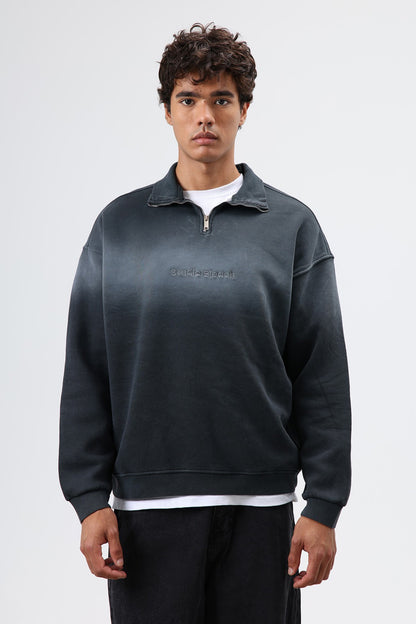 Yaka Fermuarlı Oversize Sweatshirt