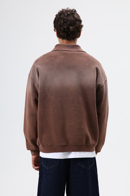 Yaka Fermuarlı Oversize Sweatshirt