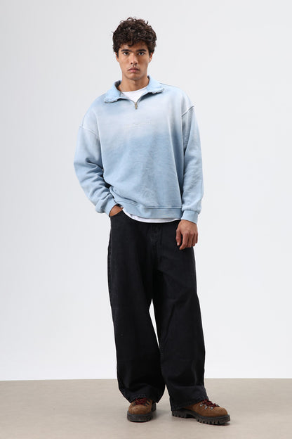 Yaka Fermuarlı Oversize Sweatshirt