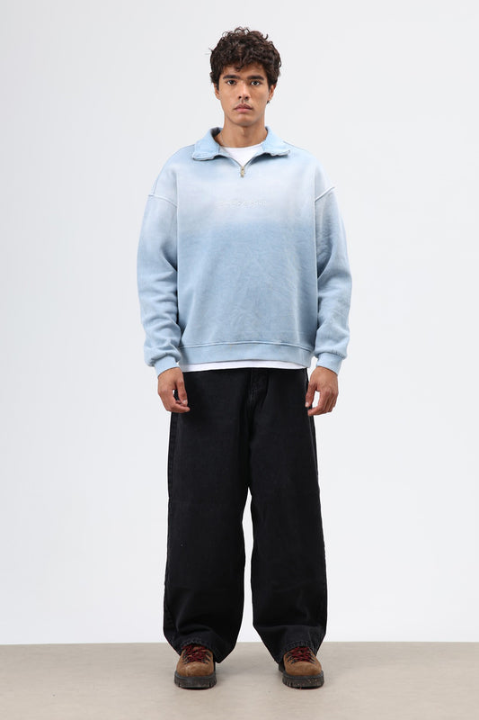 Yaka Fermuarlı Oversize Sweatshirt